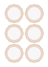 Hermia DNR0026 Juego de 6 Platos de Postre de Porcelana Rosa 27x27x1 cm
