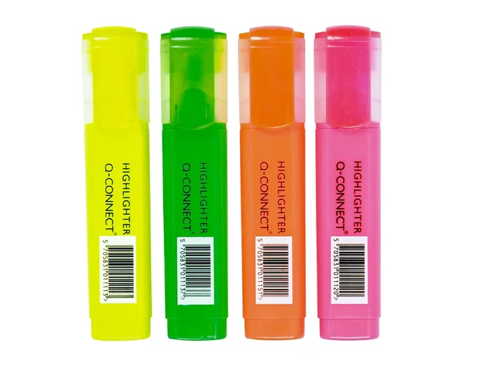 Q-connect Rotulador fluorescente colores surtidos, caja de 4 unidades