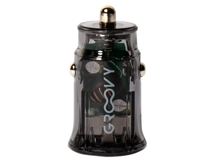 Groovy Cargador Coche Doble USB a 3.4A Gris Oscuro con USB-C, Diseño Transparente y Protección contra Sobrecarga Groovy Cargador Coche Doble USB a 3.4A Gris Oscuro con USB-C, Diseño Transparente y Protección contra Sobrecarga