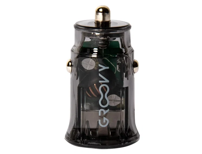 Groovy Cargador Coche Doble USB a 3.4A Gris Oscuro con USB-C, Diseño Transparente y Protección contra Sobrecarga Groovy Cargador Coche Doble USB a 3.4A Gris Oscuro con USB-C, Diseño Transparente y Protección contra Sobrecarga