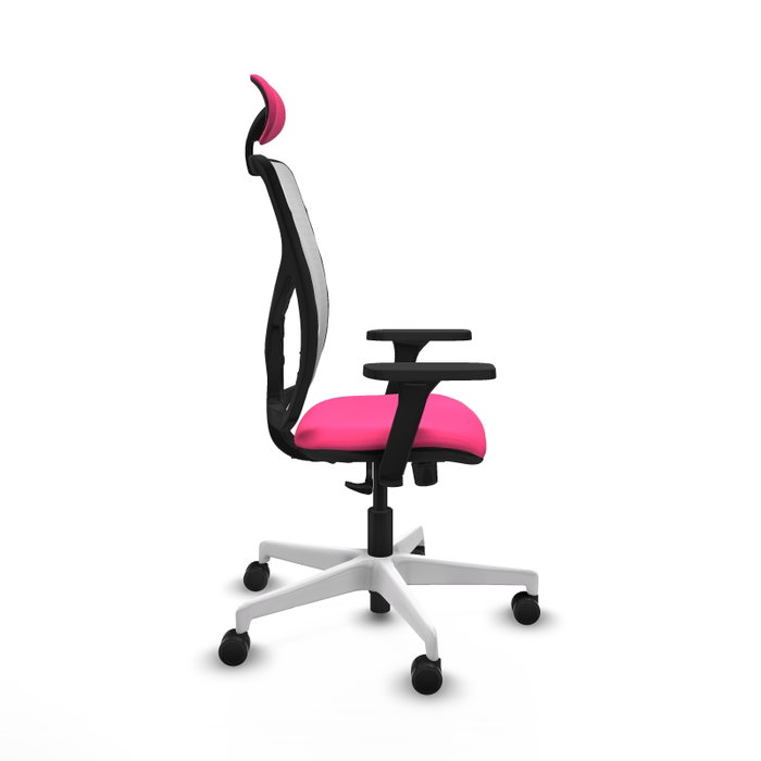 PIQUERAS Y CRESPO Silla de oficina Motilla Rosa y Blanco con Mecanismo Sincro