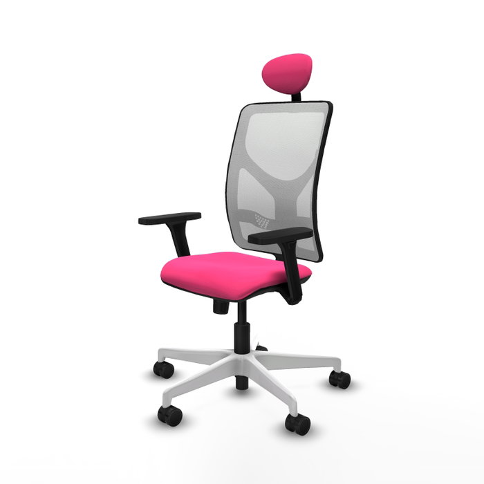 PIQUERAS Y CRESPO Silla de oficina Motilla Rosa y Blanco con Mecanismo Sincro