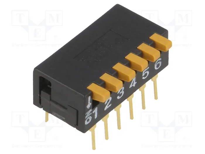 Aratas (Formerly Omron Components) DIP-SWITCH de 6 secciones A6D Aratas (Formerly Omron Components) DIP-SWITCH de 6 secciones A6D