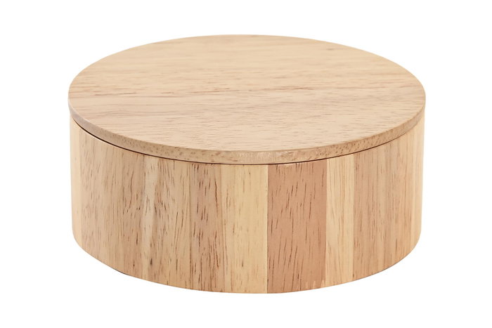 DKD Home Decor Joyero Hevea / Rubberwood con Espejo Natural 13x13x6 cm