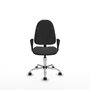 Silla de oficina Algarra con mecanismo Contacto permanente básico tapizada con Similpiel color Gris oscuro. Equipada con Base cromada, Brazos fijos y Ruedas autofrenantes