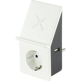 Rev Adaptador de Carga con Carga Inalámbrica y 1 Toma de Corriente Blanco