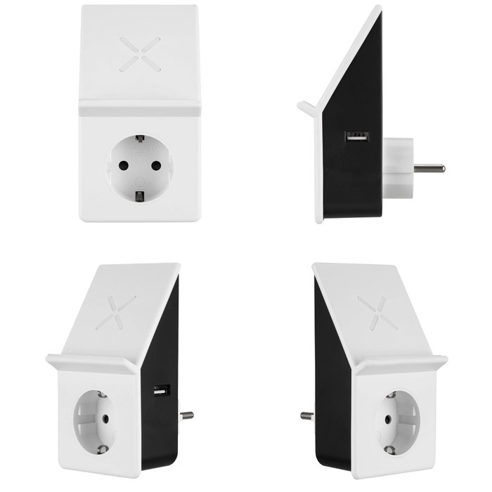 Rev Adaptador de Carga con Carga Inalámbrica y 1 Toma de Corriente Blanco
