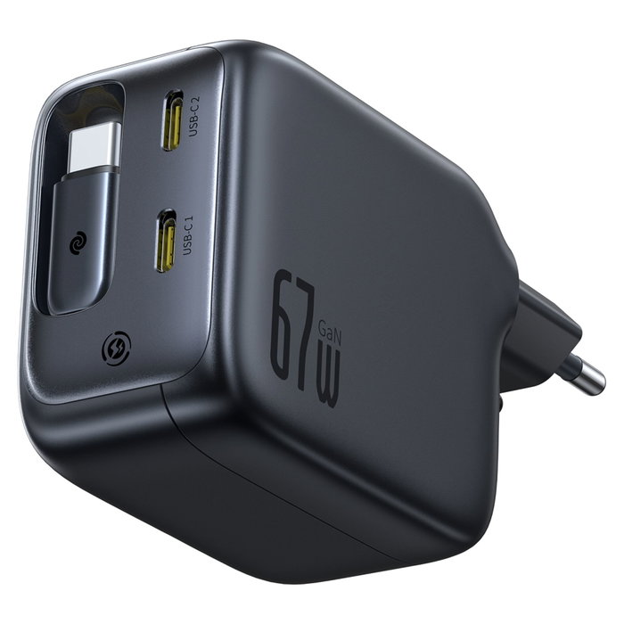 Baseus EnerCore CJ11 Cargador Retráctil 3C 67W EU Negro