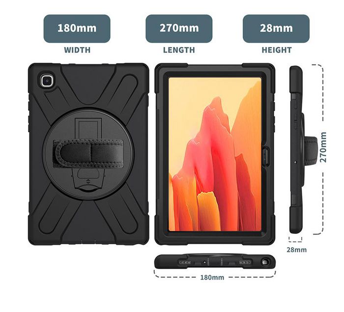 eSTUFF Funda Defender AUSTIN para Galaxy Tab A7 10.4 Negra, Protección Antigolpes con Correa y Soporte 360°, Sin Protector de Pantalla