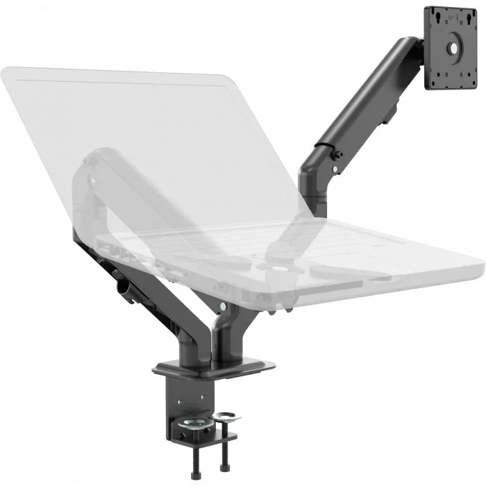 Vision VFM-DAD/4 Soporte doble para monitor de escritorio, 2 pantallas de 17" a 27", VESA 75x75/100x100, Negro