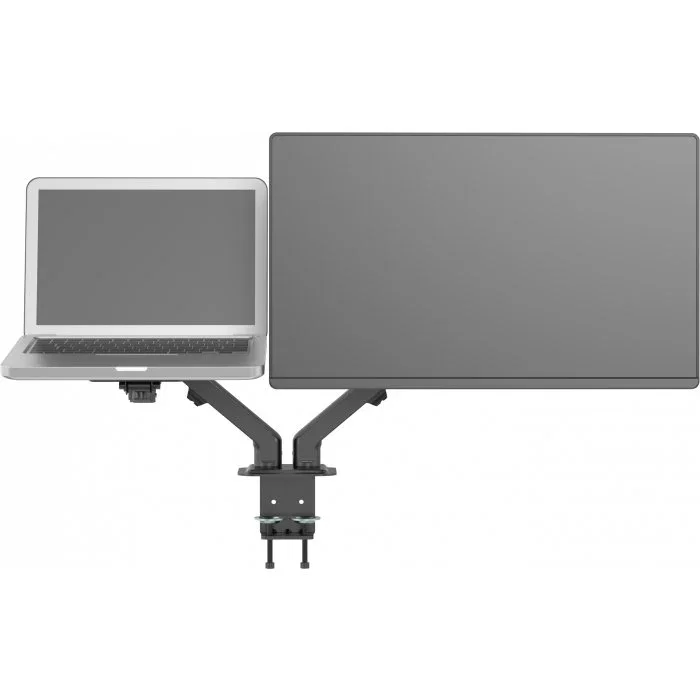 Vision VFM-DAD/4 Soporte doble para monitor de escritorio, 2 pantallas de 17" a 27", VESA 75x75/100x100, Negro