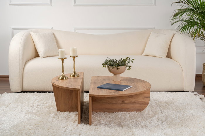 Nordure Mesa de Centro Atlantic Pine Pino Melamina 18mm Mesa Grande 90x30x60 cm Mesa Pequeña 85x35x30 cm