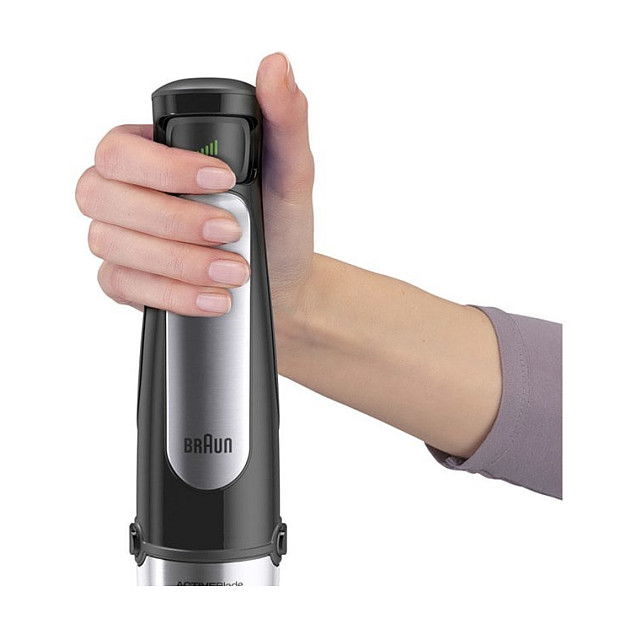 Braun MultiQuick 7 Batidora de Inmersión MQ 7045X, 1000 W, 1.25 L, Negro/Acero Inoxidable, con Picadora y Accesorios