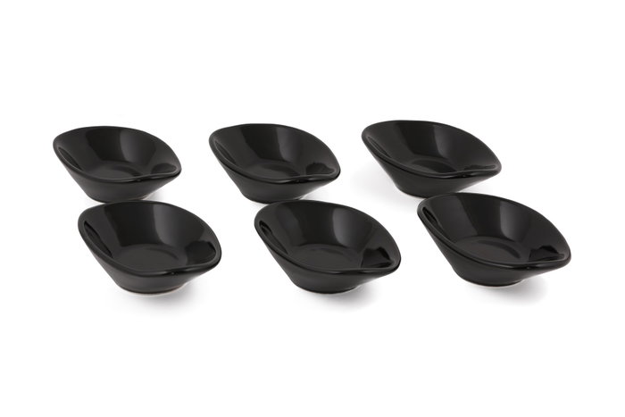 Hermia ST511006F650A000000MAYD200 Juego de Salseras de Cerámica Negro 6 Piezas