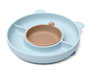 KioKids Plato de Silicona con 3 Compartimentos y Ventosa, Diseño Oso Azul para Bebés +6 Meses, Baby Led Weaning (BLW), Apto para Microondas y Lavavajillas