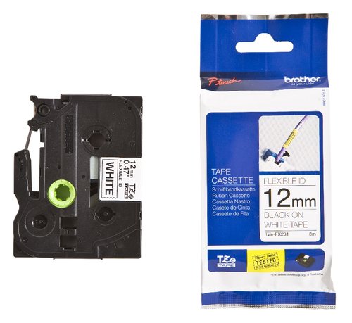 Brother TZe-FX231 Cinta Laminada Flexible 12mm Blanco/Negro Brother TZe-FX231 Cinta Laminada Flexible 12mm Blanco/Negro