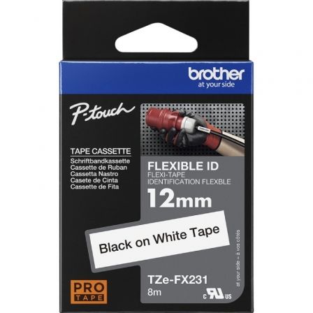 Brother TZe-FX231 Cinta Laminada Flexible 12mm Blanco/Negro Brother TZe-FX231 Cinta Laminada Flexible 12mm Blanco/Negro