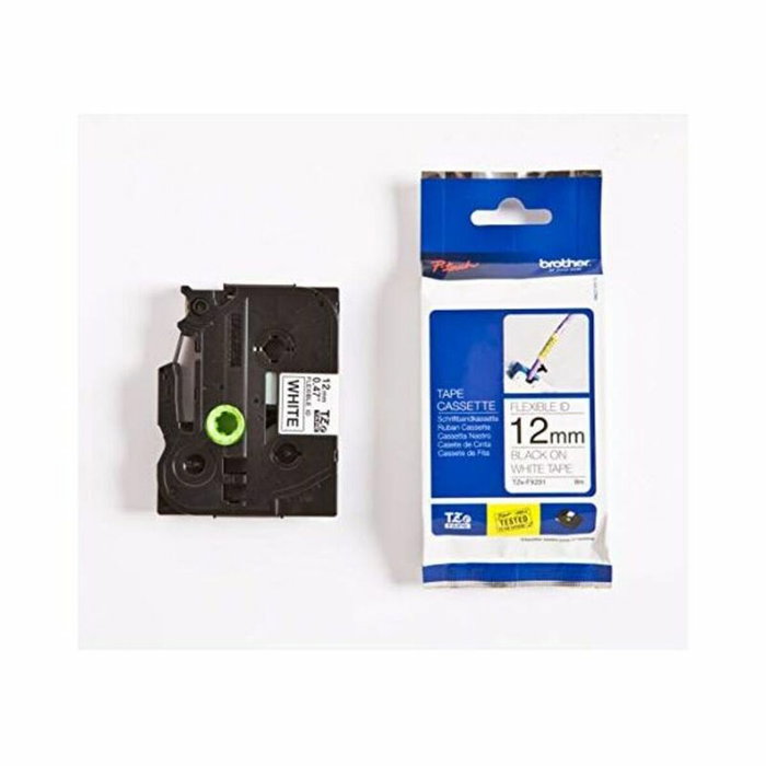 Brother TZe-FX231 Cinta Laminada Flexible 12mm Blanco/Negro Brother TZe-FX231 Cinta Laminada Flexible 12mm Blanco/Negro
