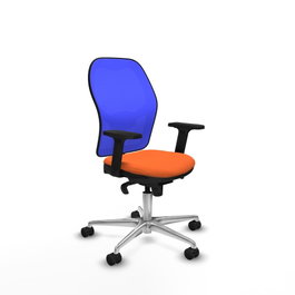 PIQUERAS Y CRESPO Silla de oficina Jorquera con mecanismo Sincro, Tela Naranja y Malla Azul