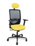 Piqueras y Crespo Silla Zulema con Mecanismo Sincro, Brazos 2D y Cabecero Fijo, Negro/Amarillo