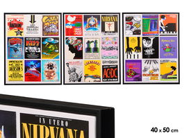 Giftdecor Cuadro Musica Surtidos 40x50 cm con Marco Negro, Canvas y Madera MDF (Set de 6)