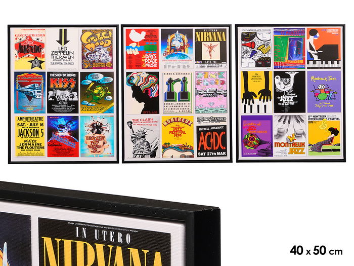 Giftdecor Cuadro Musica Surtidos 40x50 cm con Marco Negro, Canvas y Madera MDF (Set de 6) Giftdecor Cuadro Musica Surtidos 40x50 cm con Marco Negro, Canvas y Madera MDF (Set de 6)