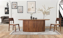 GINER Y COLOMER Mesa de Comedor Ovalada de Madera de Acacia 200 cm, Color Cerezo, 200x110x76 cm