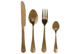 DKD Home Decor Set de Cubertería Chic Mision 16 Piezas Dorado