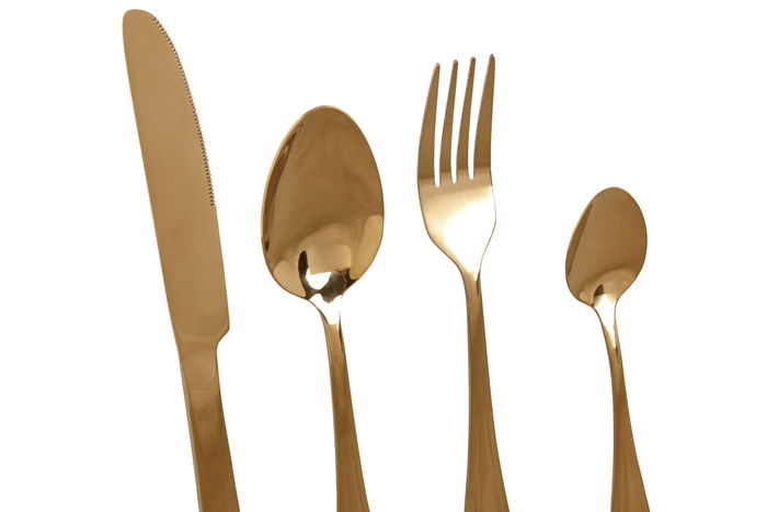 DKD Home Decor Cubertería Basicos Dorado Set de 16 Piezas 0.4 x 24 x 2 cm