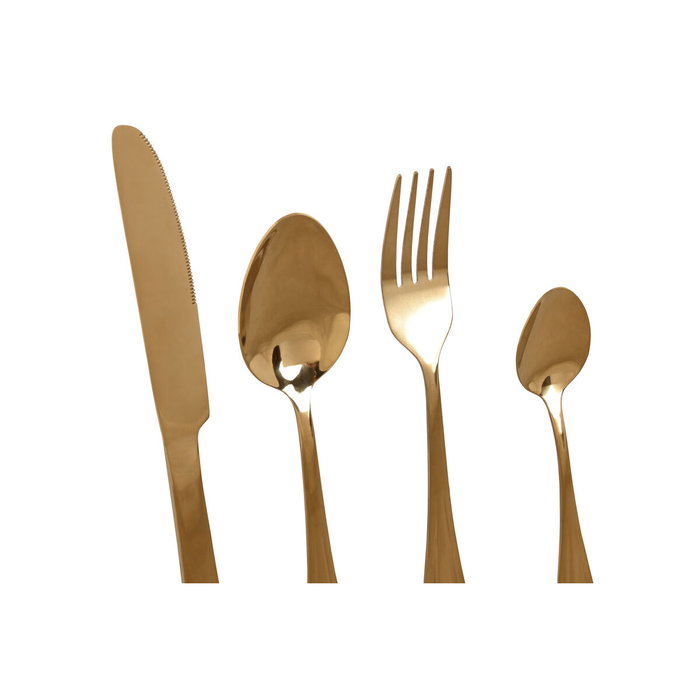 DKD Home Decor Set de Cubertería Chic Mision 16 Piezas Dorado