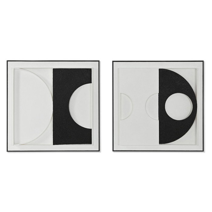 DKD Home Decor Cuadros Abstractos 3D de Yeso y MDF, Pack de 2 piezas, 60x60x6,5 cm