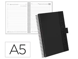 Liderpapel Agenda de oficina 2027 A5 día por página negro
