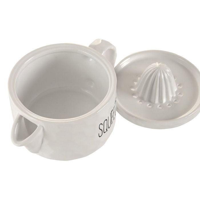 DKD Home Decor Exprimidor de Porcelana Limón Blanco HUIDE 26