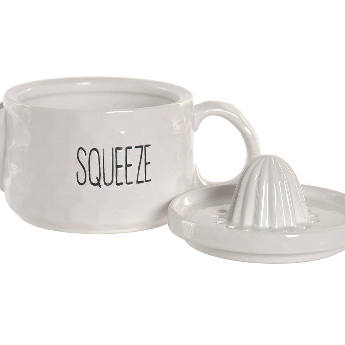 DKD Home Decor Exprimidor de Porcelana Limón Blanco HUIDE 26