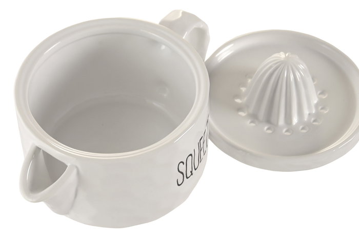 DKD Home Decor Exprimidor de Porcelana Limón Blanco HUIDE 26