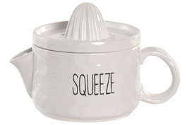 DKD Home Decor Exprimidor de Porcelana Limón Blanco HUIDE 26