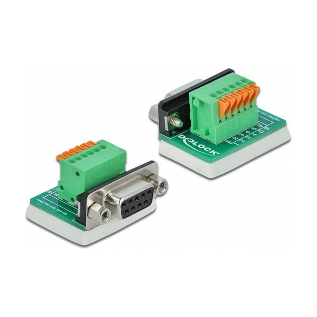 DeLOCK 66556 Adaptador D-Sub9 hembra a bloque de terminales con pulsador vertical Verde DeLOCK 66556 Adaptador D-Sub9 hembra a bloque de terminales con pulsador vertical Verde