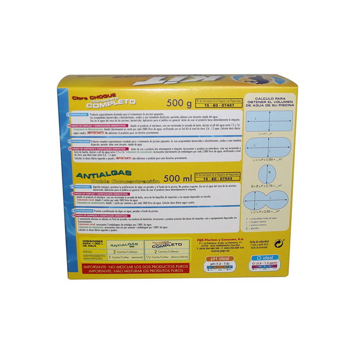 Hipool Piscinas Kit Mini Mantenimiento para Piscinas Pequeñas - Cloro Choque 500 g y Algicida Antialgas 500 ml