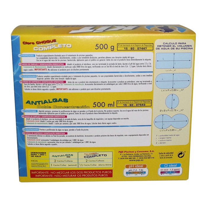Hipool Piscinas Kit Mini Mantenimiento para Piscinas Pequeñas - Cloro Choque 500 g y Algicida Antialgas 500 ml