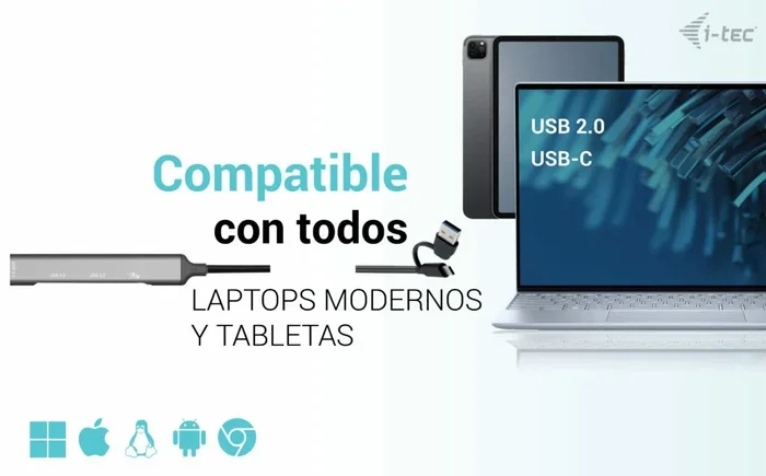I-TEC Hub Metálico 4 Puertos con 1x USB-C 3.1 y 3x USB 2.0, Plata I-TEC Hub Metálico 4 Puertos con 1x USB-C 3.1 y 3x USB 2.0, Plata