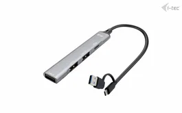 i-tec CAHUBMETALMINI4 Hub USB 3.2 Gen 1 de 4 Puertos, 1x USB-C + 3x USB 2.0, 5 Gbps, Metal Plateado, Compatible con Windows/macOS/Linux