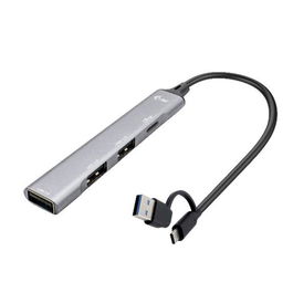 i-tec Hub Multipuerto USB C 4 Puertos (1x USB-C + 3x USB 2.0) Aluminio 5 Gbps Plug & Play para Portátil, PC, Mac