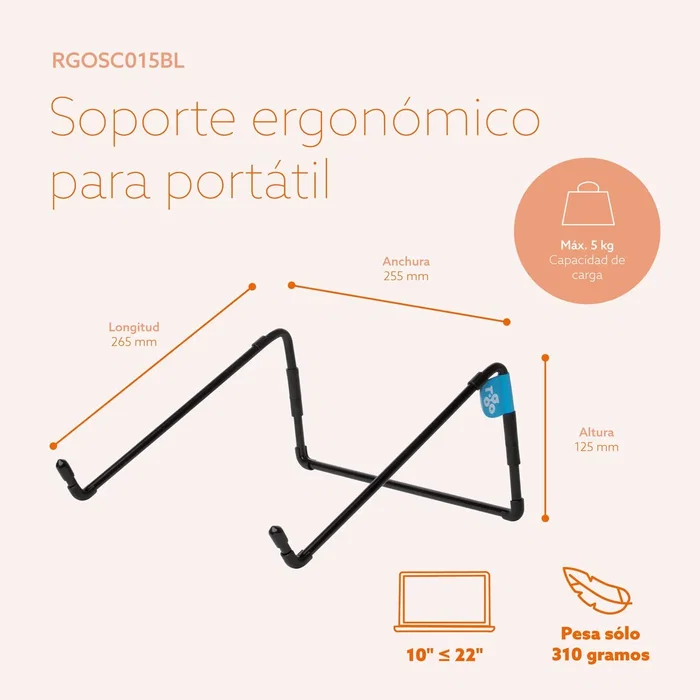 R-go tools R-Go Steel Travel RGOSC015BL Soporte para Portátil Negro