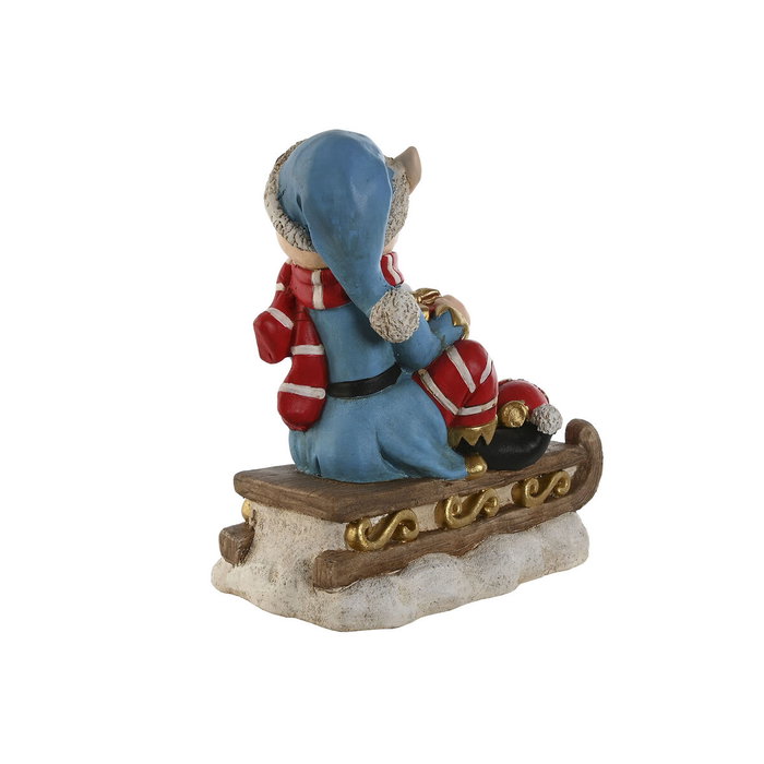DKD Home Decor Figura LED Magnesia Elfo Rojo en Trineo Multicolor