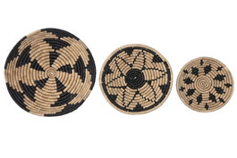 DKD Home Decor Set de 3 Decoraciones de Pared de Seagrass y Algodón 56x8x56 cm