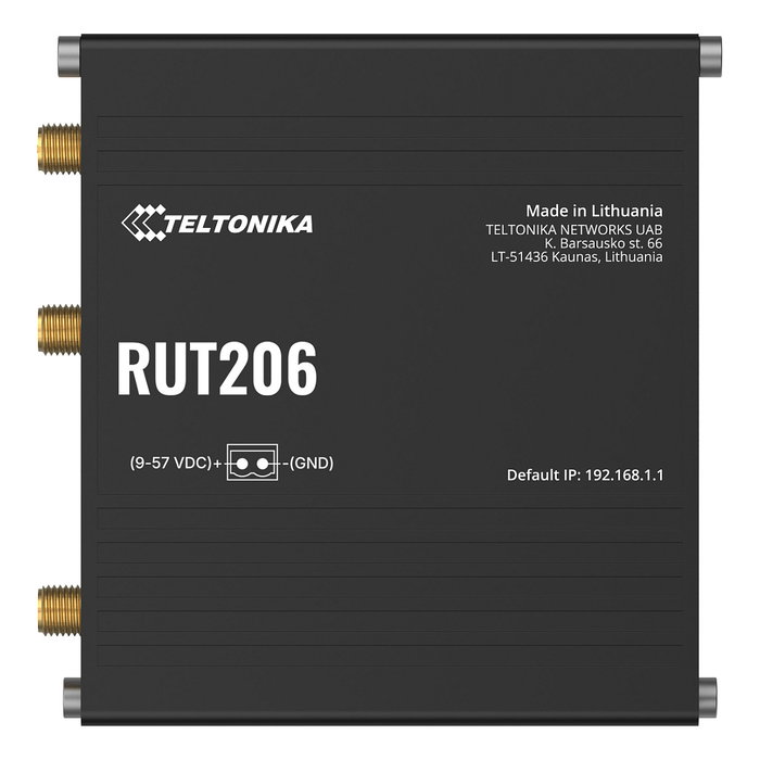 Teltonika RUT206 - Router Industrial 4G/LTE Compacto, Wi-Fi 4 (802.11n), Ethernet, Antenas Externas, Resistente (IP30) para Entornos Difíciles