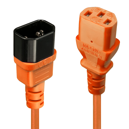 Lindy Cable de alimentación IEC C14 a C13 1m Negro/Naranja