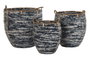 DKD Home Decor Set de 3 Cestas de Ratán Negro y Blanco 52x52x60 cm
