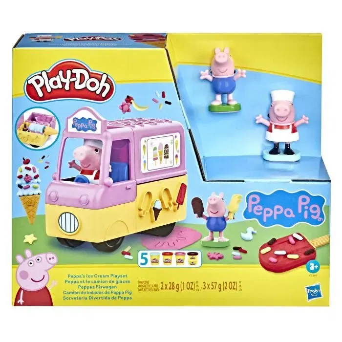 Play-Doh Peppa y el camión de helados, figuras de Peppa y George y 5 tarros de modelar para niños Play-Doh Peppa y el camión de helados, figuras de Peppa y George y 5 tarros de modelar para niños