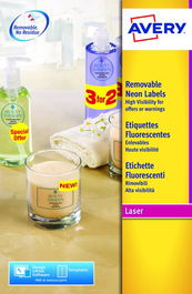 Etiquetas Adh.Impr.Avery A4 Fluor Amarillo C.Romos Caja 25H 99,1X38,1 Mm 350 Uds.(L7263Y)